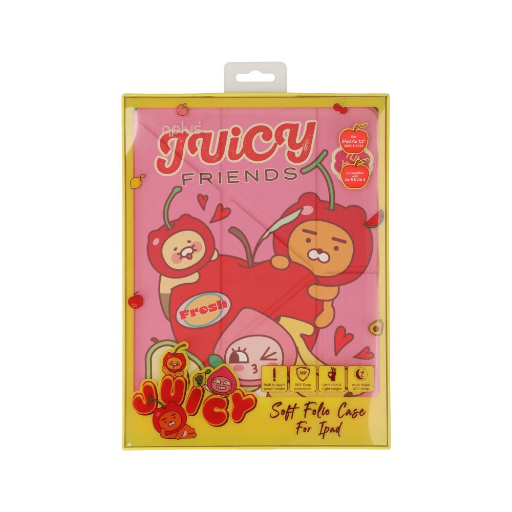 QPLUS x KAKAO Friends เคส iPad Air4/5/6/7/8 11 2026 (M2/M3/M4) Y Model Juicy Friends Pink