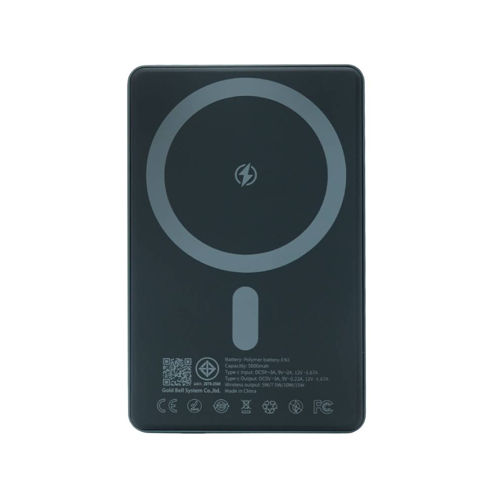 พาวเวอร์แบงค์ UVolt 5000 mAh Super Slim Wireless Charging EN1 Black