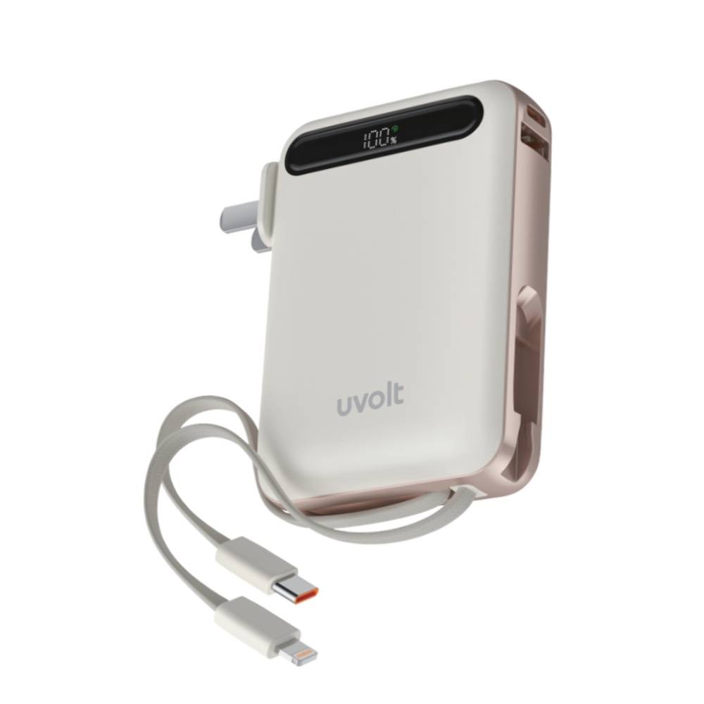 พาวเวอร์แบงค์ UVolt 20000 mAh Built-In Cable+AC UVP20AC-02 Cream