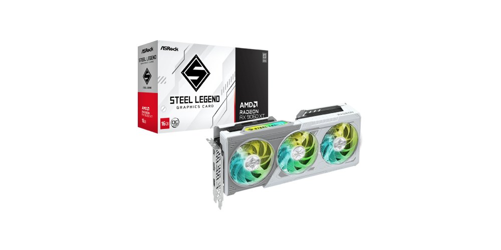 Graphics Card ASROCK AMD Radeon RX 9060 XT STEEL LEGEND OC 16GB