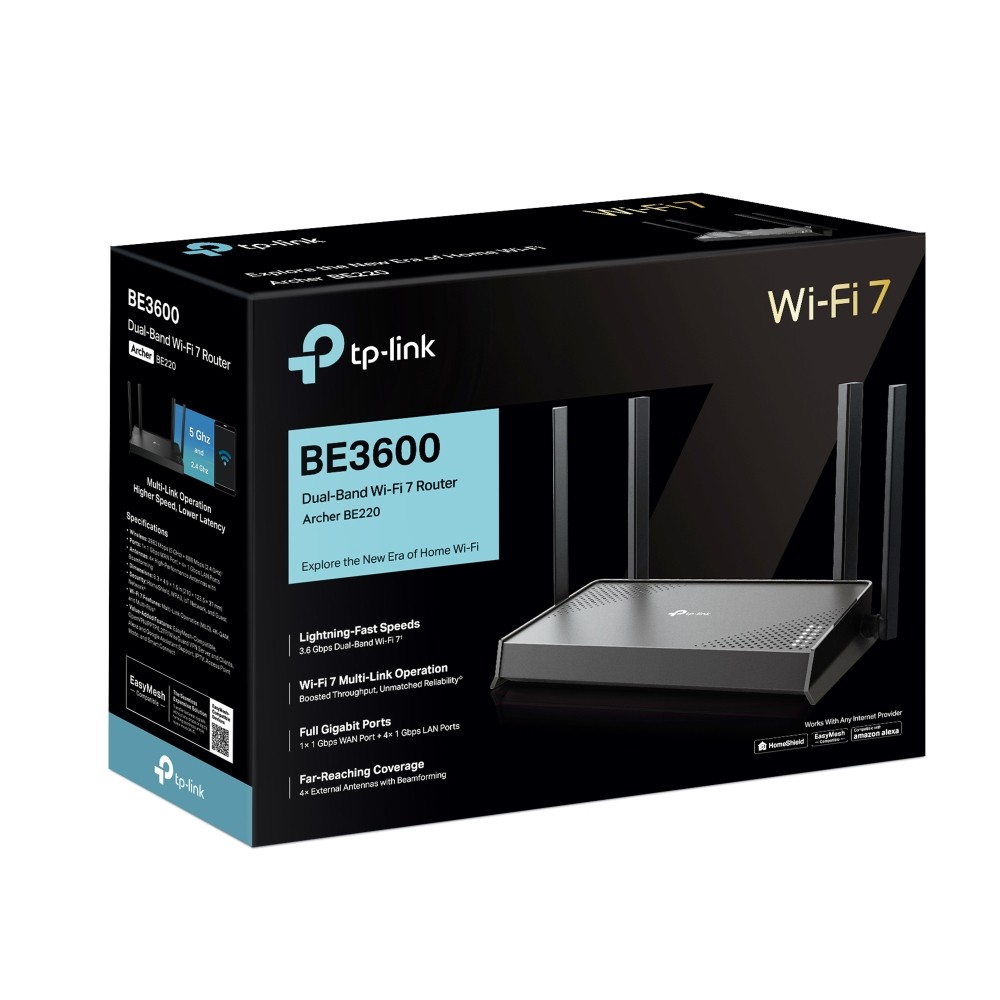 เราเตอร์ TP-link Network Archer BE220 BE3600 Dual-Band Wi-Fi 7 Router