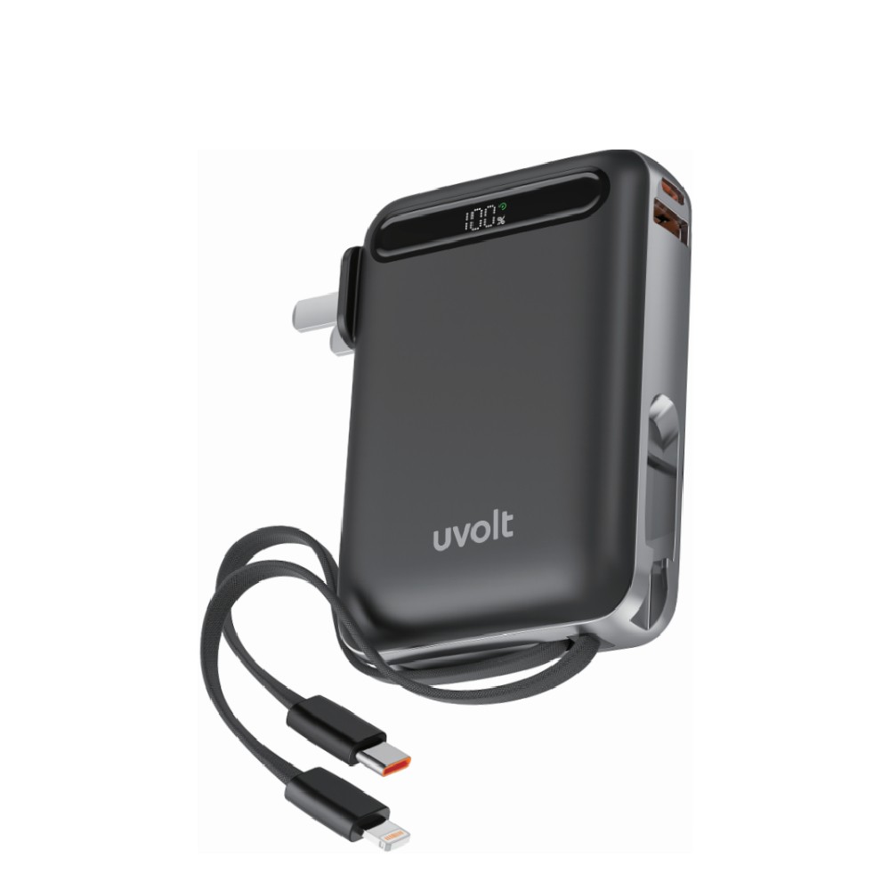พาวเวอร์แบงค์ UVolt 20000 mAh Built-In Cable+AC UVP20AC-02 Black (CCC)