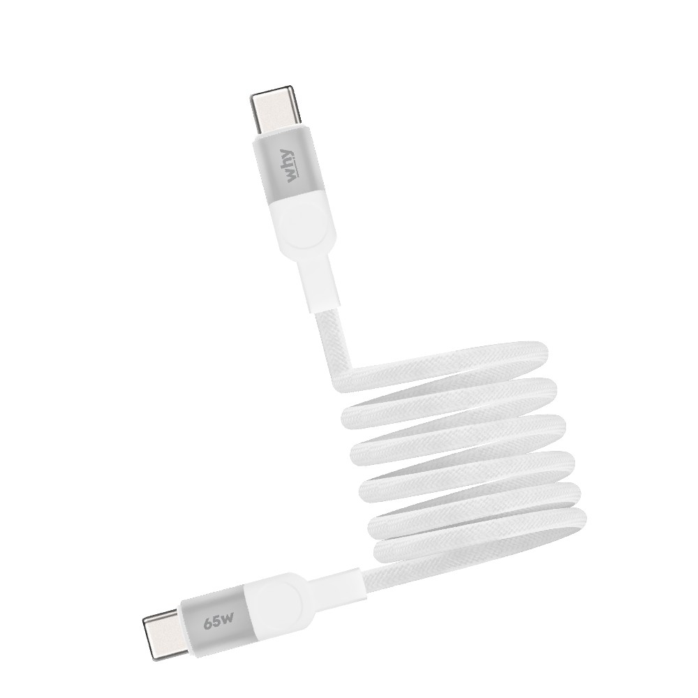 สายชาร์จ WHY USB-C to USB-C Magnetic Cable 65W 1.2เมตร White (UC-4041C)