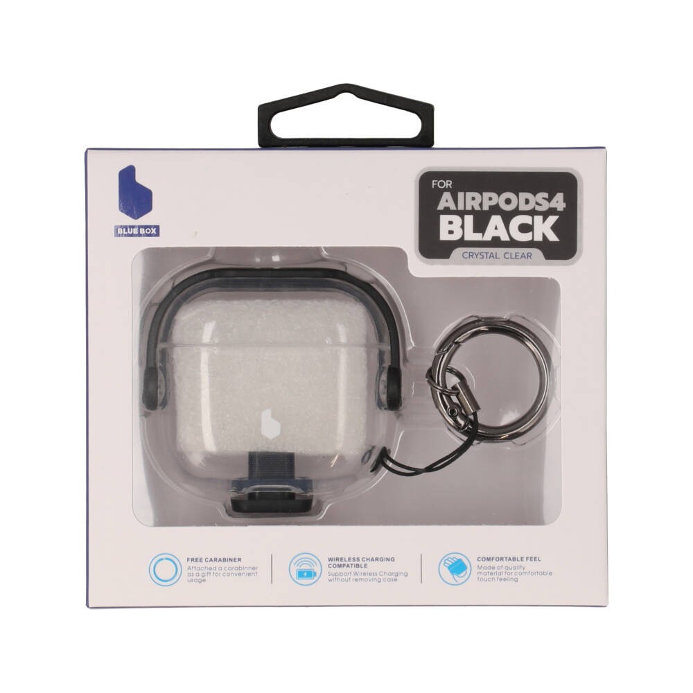 เคส Blue Box AirPods 4 Crystal with anti-lost protective Black