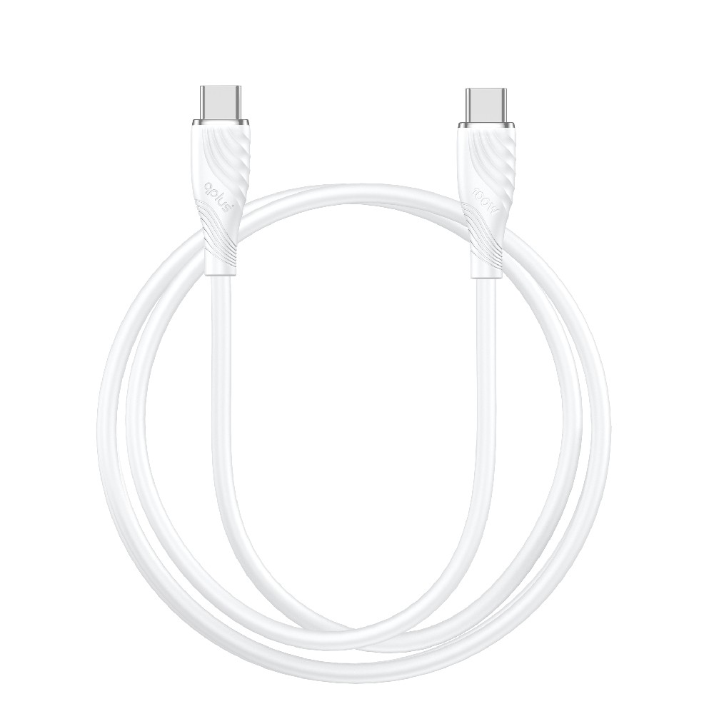 สายชาร์จ QPLUS USB-C to USB-C 100W 1M. T3 White