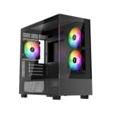 เคสคอมพิวเตอร์ 1ST Player Miki Mi5 K TG MATX Gaming Case with F7 ARGB Cooling Fan x3 Black