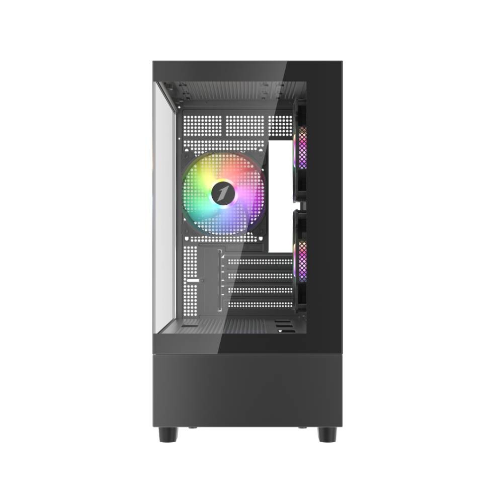 เคสคอมพิวเตอร์ 1STPLAYER Miki Mi5 K Tempered Glass MATX Gaming Case with F7 ARGB Cooling Fan x3 Black