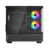 เคสคอมพิวเตอร์ 1STPLAYER Miki Mi5 K Tempered Glass MATX Gaming Case with F7 ARGB Cooling Fan x3 Black