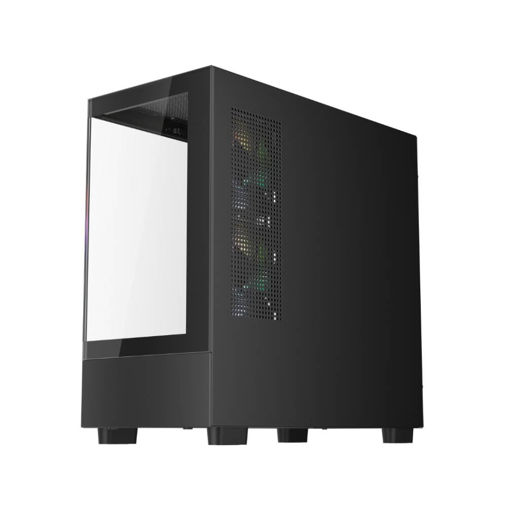 เคสคอมพิวเตอร์ 1STPLAYER Miki Mi5 K Tempered Glass MATX Gaming Case with F7 ARGB Cooling Fan x3 Black