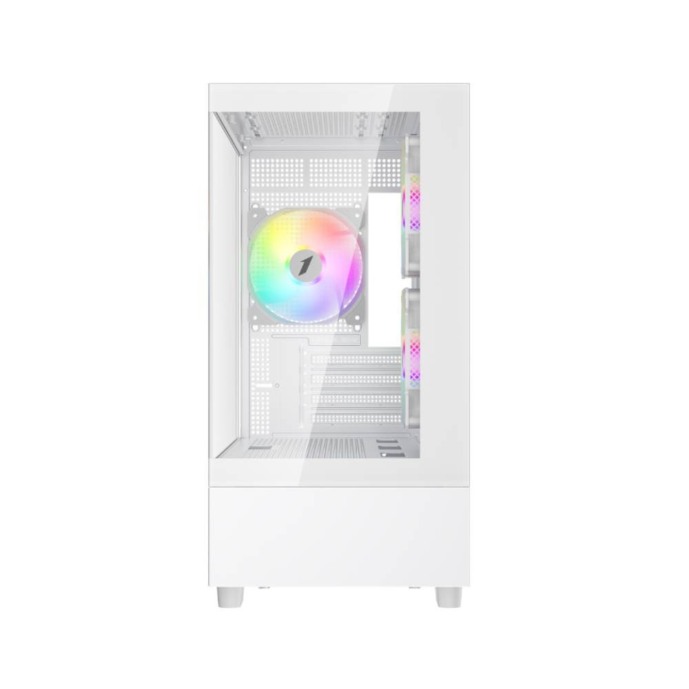 เคสคอมพิวเตอร์ 1STPLAYER Miki Mi5 K Tempered Glass MATX Gaming Case with F7 ARGB Cooling Fan x3 White
