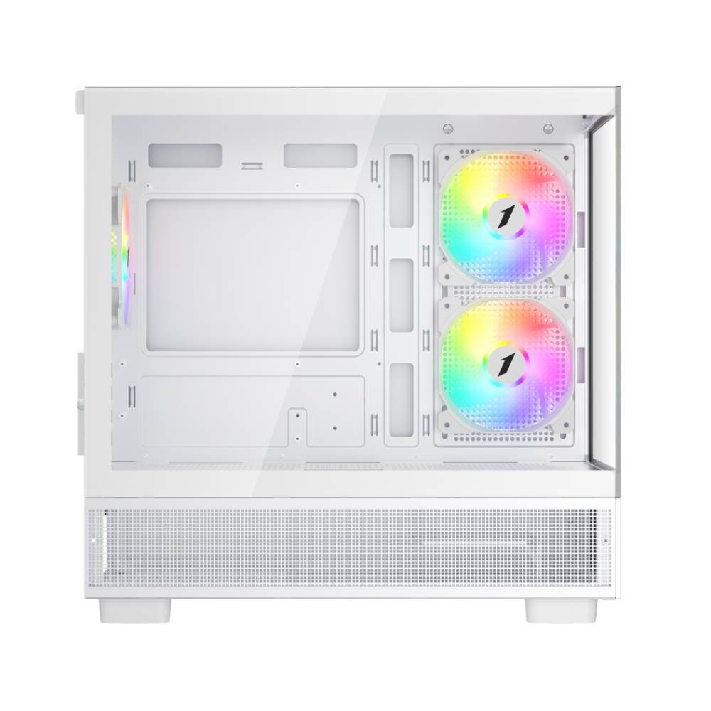 เคสคอมพิวเตอร์ 1STPLAYER Miki Mi5 K Tempered Glass MATX Gaming Case with F7 ARGB Cooling Fan x3 White