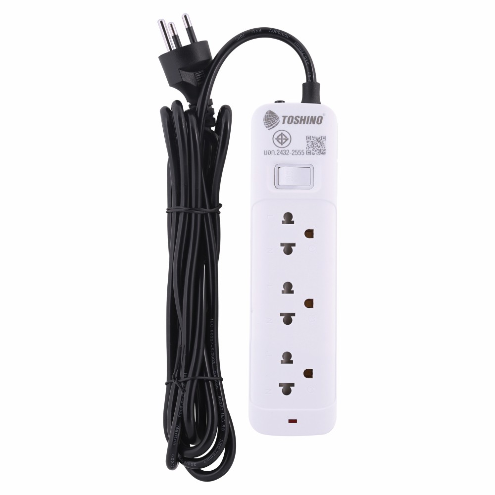 ปลั๊กไฟ Toshino Plug 3 Way 1 Switch 3M. (10A/2300W) (SO-33-B P2)