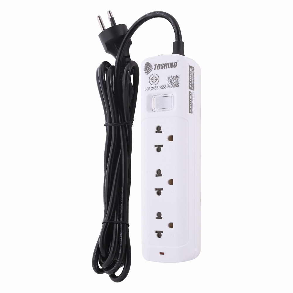 ปลั๊กไฟ Toshino Plug 3 Way 1 Switch 3M. (10A/2300W) (SO-33-B P2)
