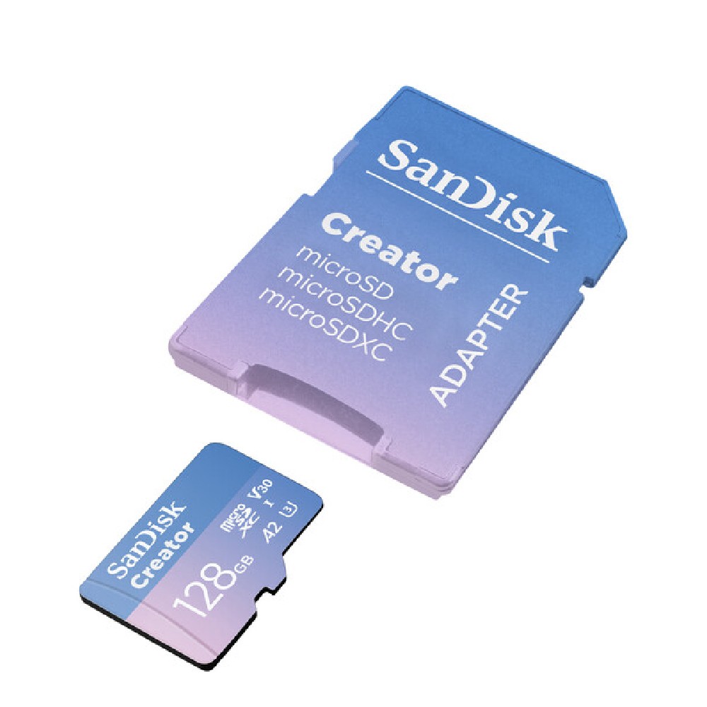 เมมโมรี่การ์ด SanDisk Micro SDXC Creator Series 128GB A2 C10 190MB/s R with SD Adapter (SDSQXAA-128G-GN6MS)