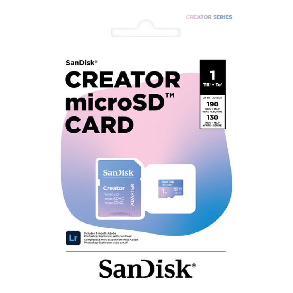 เมมโมรี่การ์ด SanDisk Micro SDXC Creator Series 1TB A2 C10 190MB/s R with SD Adapter (SDSQXAV-1T00-GN6MS)