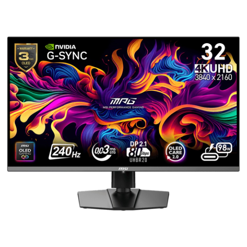 จอมอนิเตอร์ MSI MPG 322URX Gaming Monitor (QD-OLED 4K 240Hz USB-C 98W)