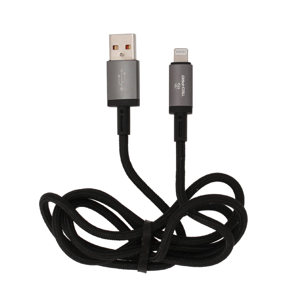สายชาร์จ TECHPRO USB-A to Lightning Cable 2.4A Fast Charge 1M. Titanlink Black (TP-C07)