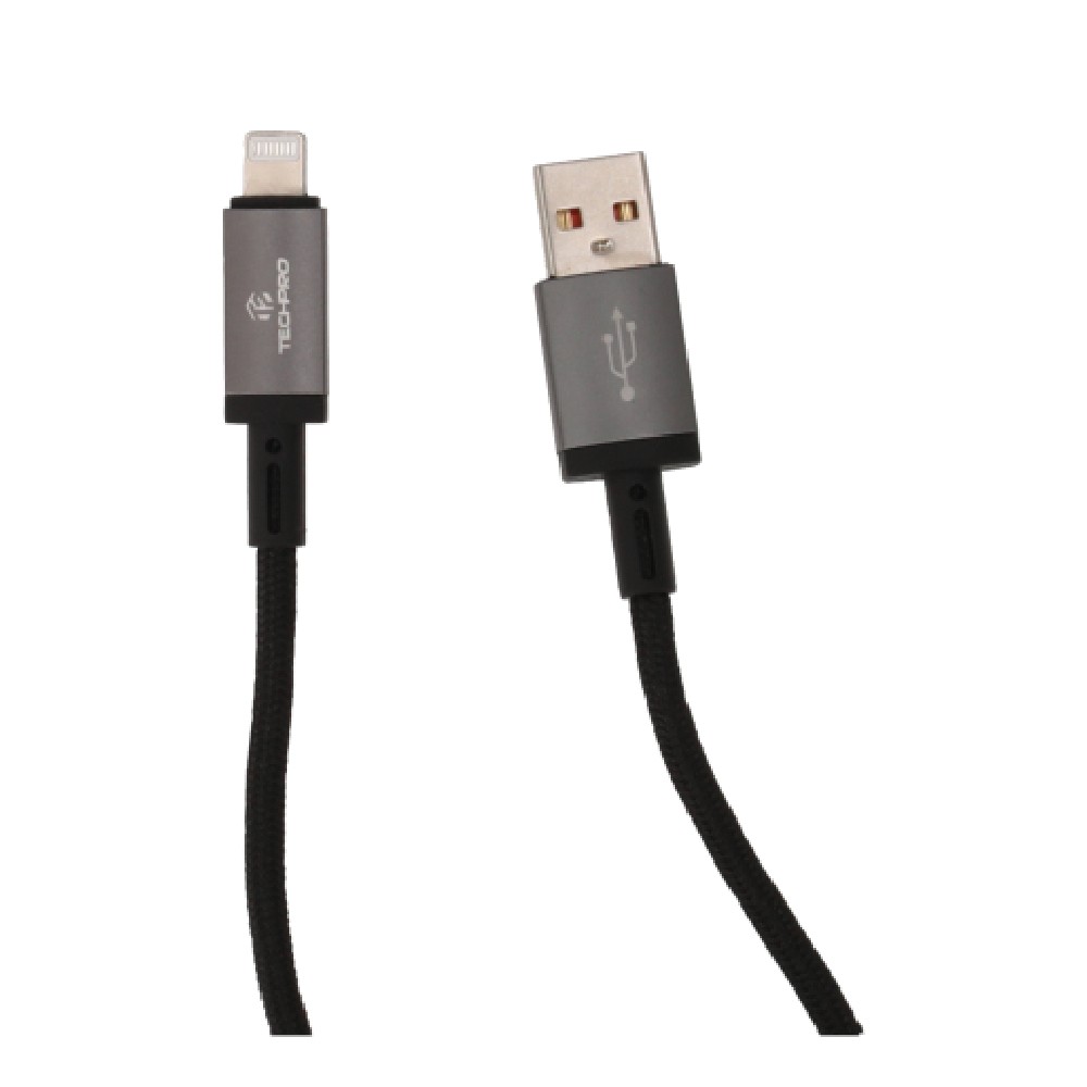 สายชาร์จ TECHPRO USB-A to Lightning Cable 2.4A Fast Charge 1M. Titanlink Black (TP-C07)