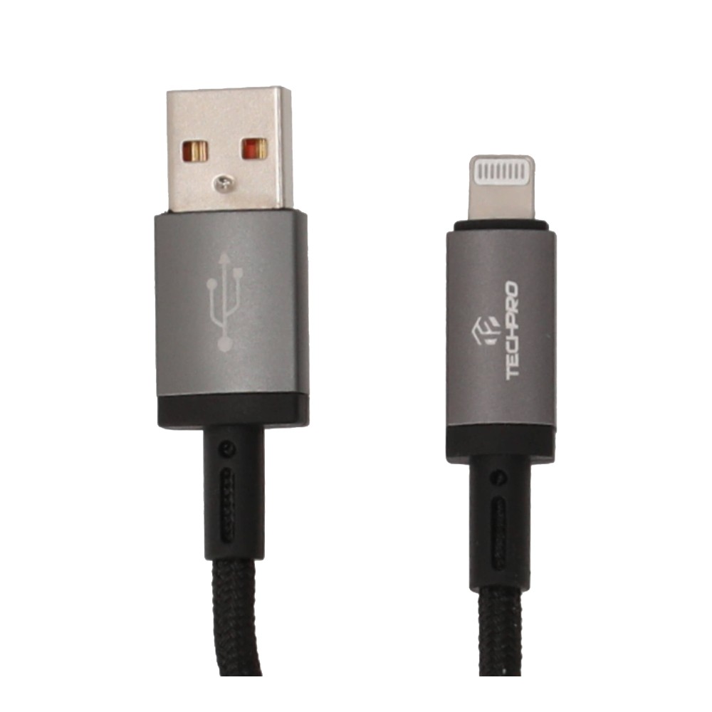 สายชาร์จ TECHPRO USB-A to Lightning Cable 2.4A Fast Charge 1M. Titanlink Black (TP-C07)
