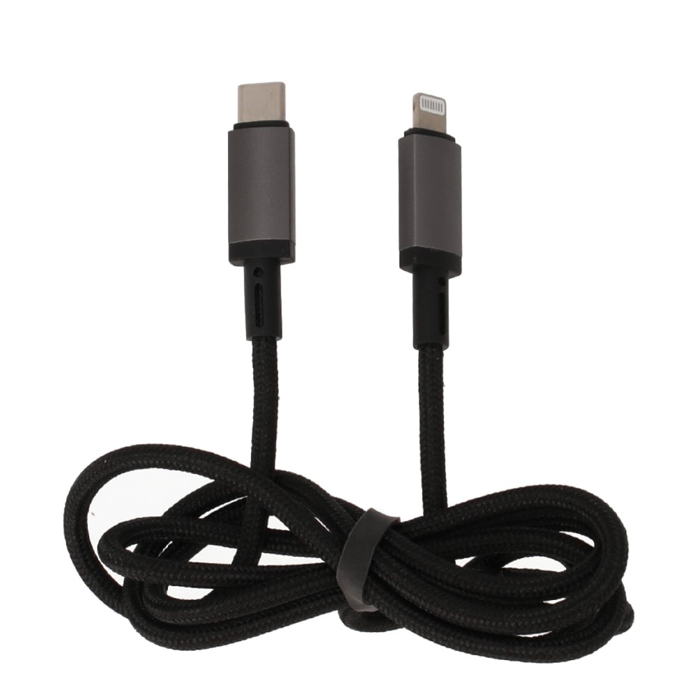 สายชาร์จ TECHPRO USB-C to Lightning Cable 30W 1M. Titanlink Black (TP-C07)
