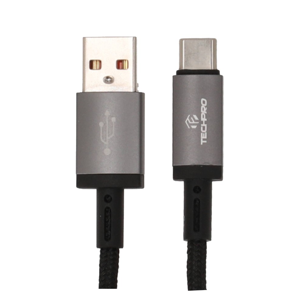 สายชาร์จ TECHPRO USB-A to USB-C Cable 3A Super Fast Charge 1M. Titanlink Black (TP-C07)