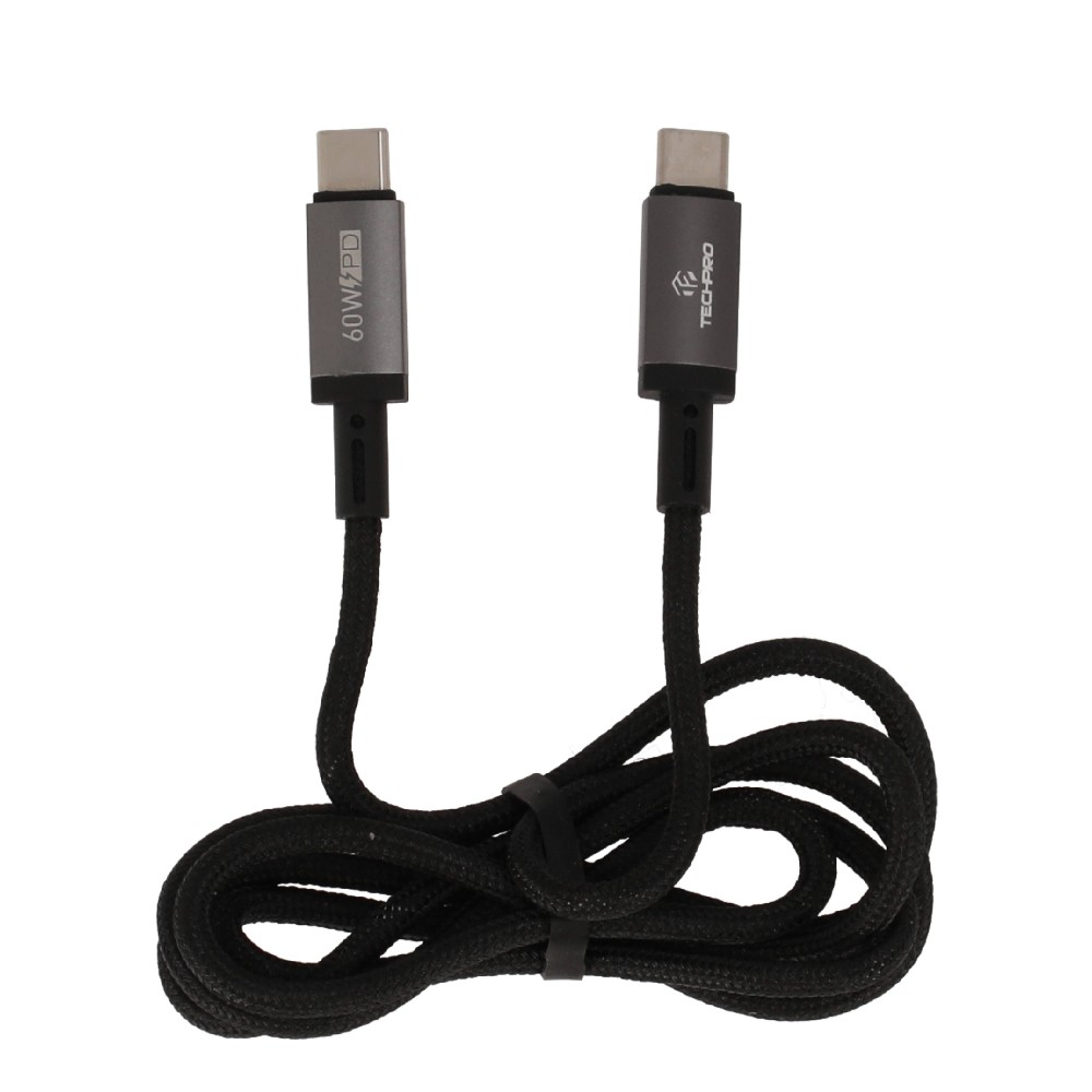 สายชาร์จ TECHPRO USB-C to USB-C Cable 60W 1M. Titanlink Black (TP-C07)