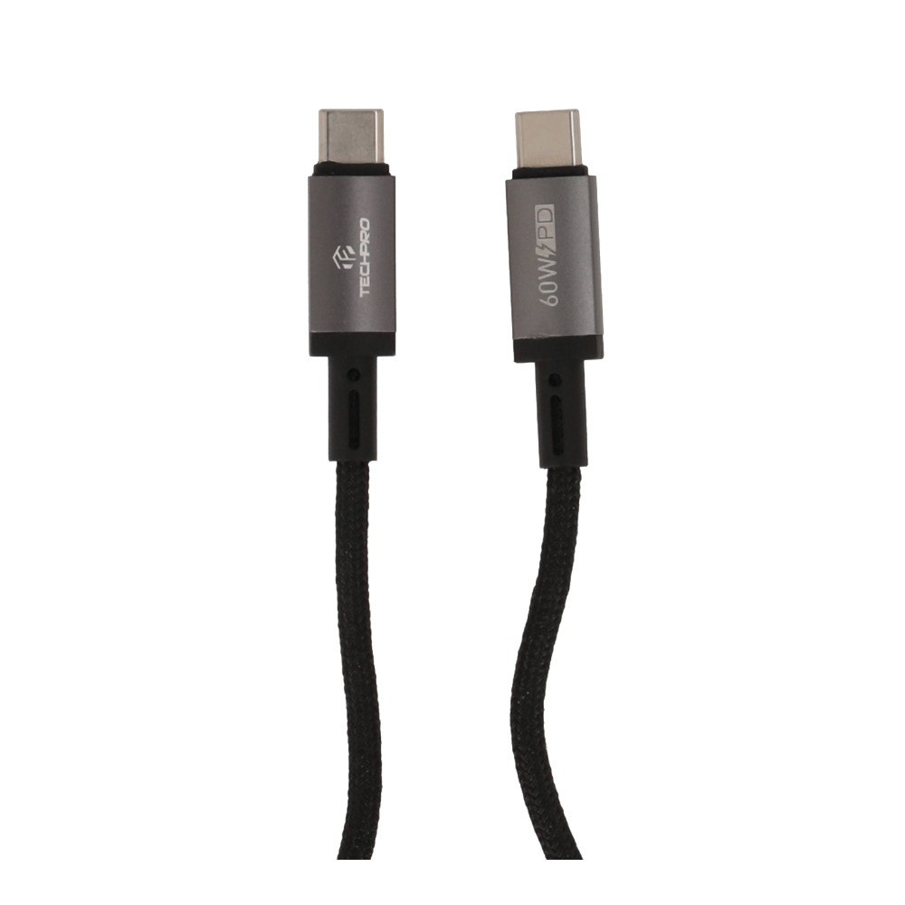 สายชาร์จ TECHPRO USB-C to USB-C Cable 60W 1M. Titanlink Black (TP-C07)