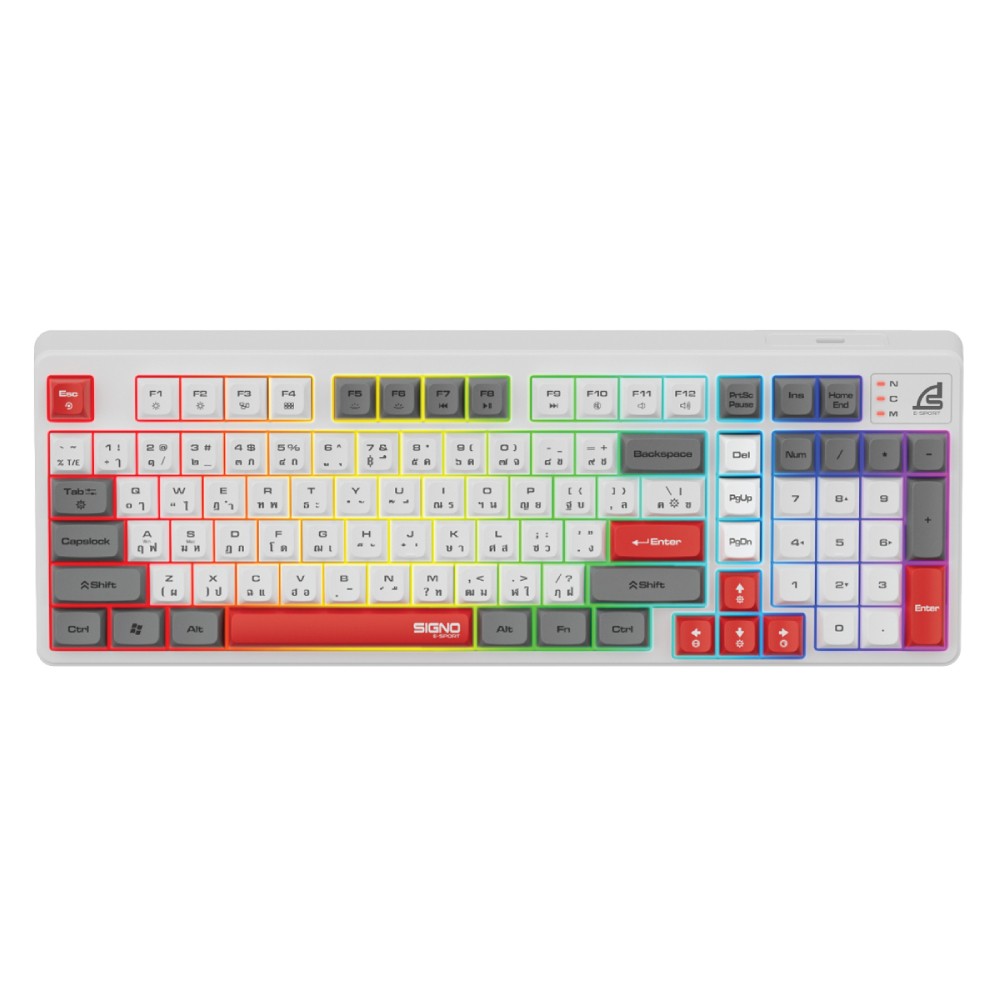 คีย์บอร์ดเกมมิ่ง Signo Gaming Keyboard EXODIA KB-725 RGB White