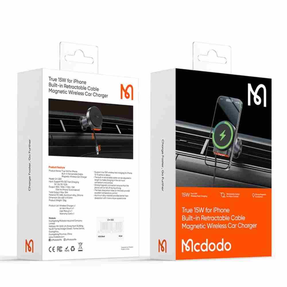 ที่ชาร์จไร้สาย Mcdodo 15W Wireless Car Charger with retractable cable