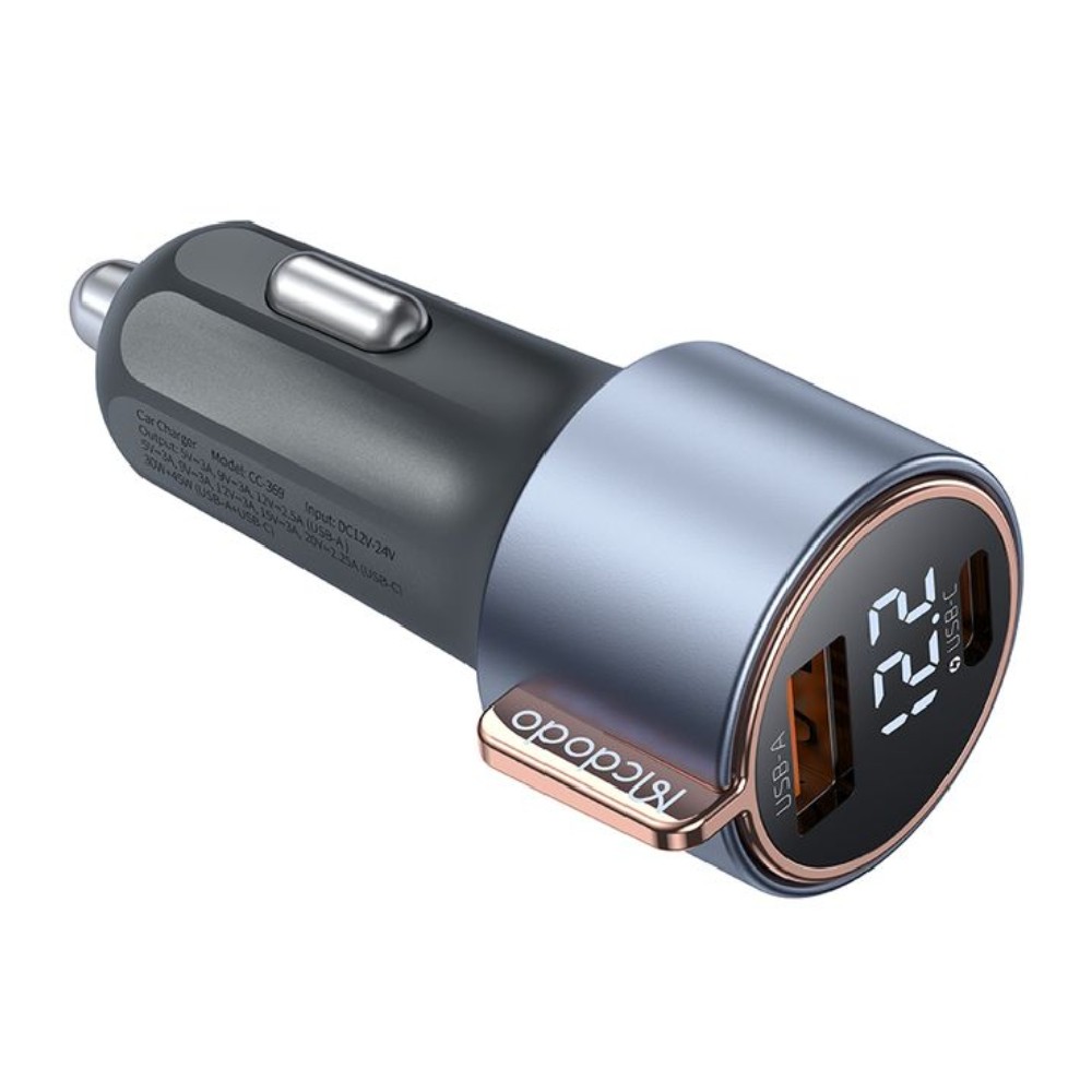 ที่ชาร์จแบตในรถ MCDODO Car Charger 1 USB-A / 1 USB-C (PD75W) Black (CC-3690)