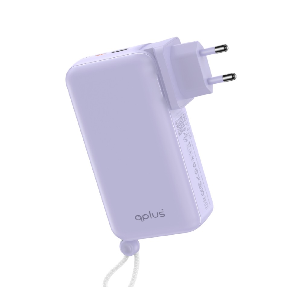 พาวเวอร์แบงค์ QPLUS 20000 mAh Built-In Cable 1xUSB-C/1xUSB-A W2047 (CCC) Purple