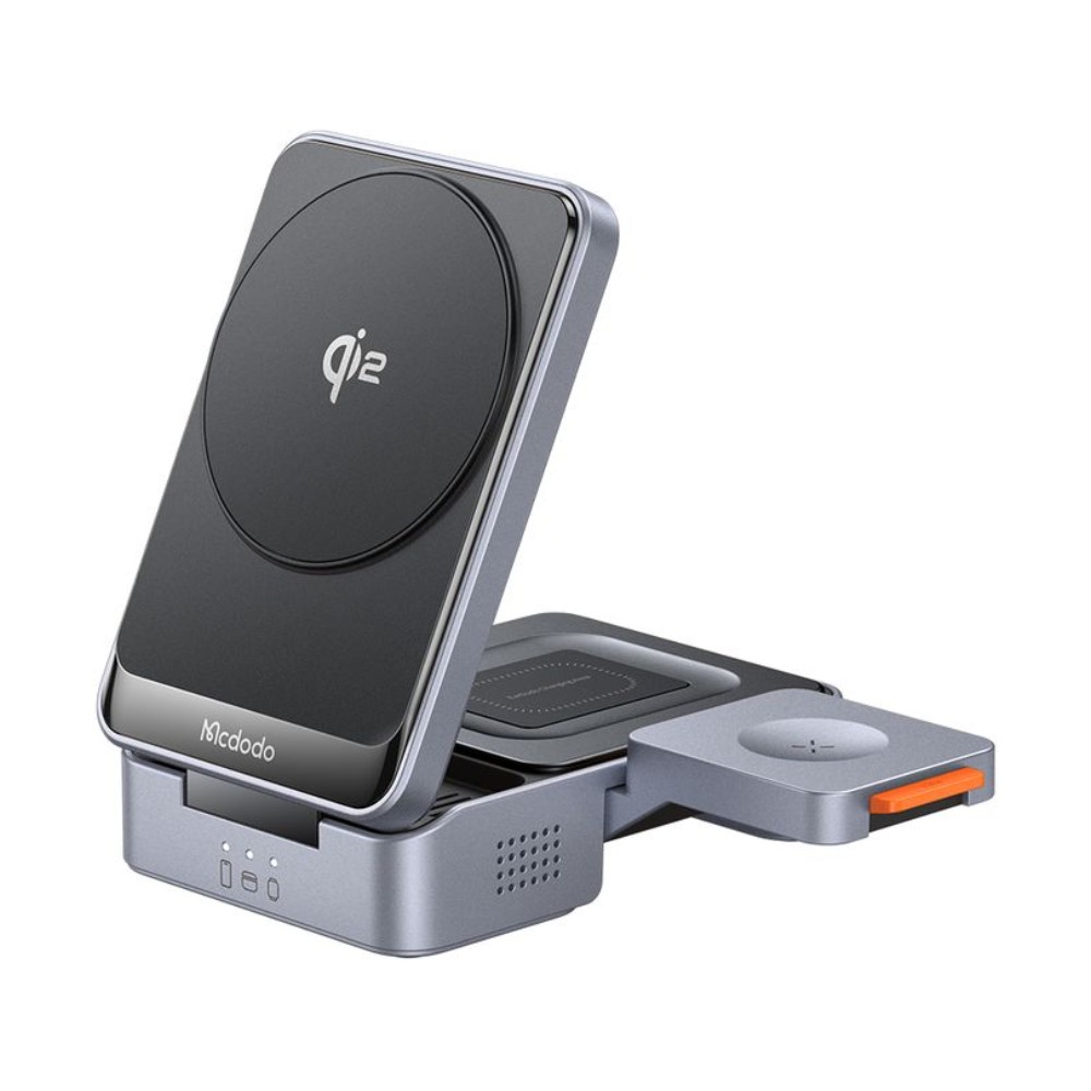 ที่ชาร์จไร้สาย Mcdodo 3-in-1 Qi2 Wireless Charger Foldable Magnetic MagQ Stand 15W Black (CH-5190)