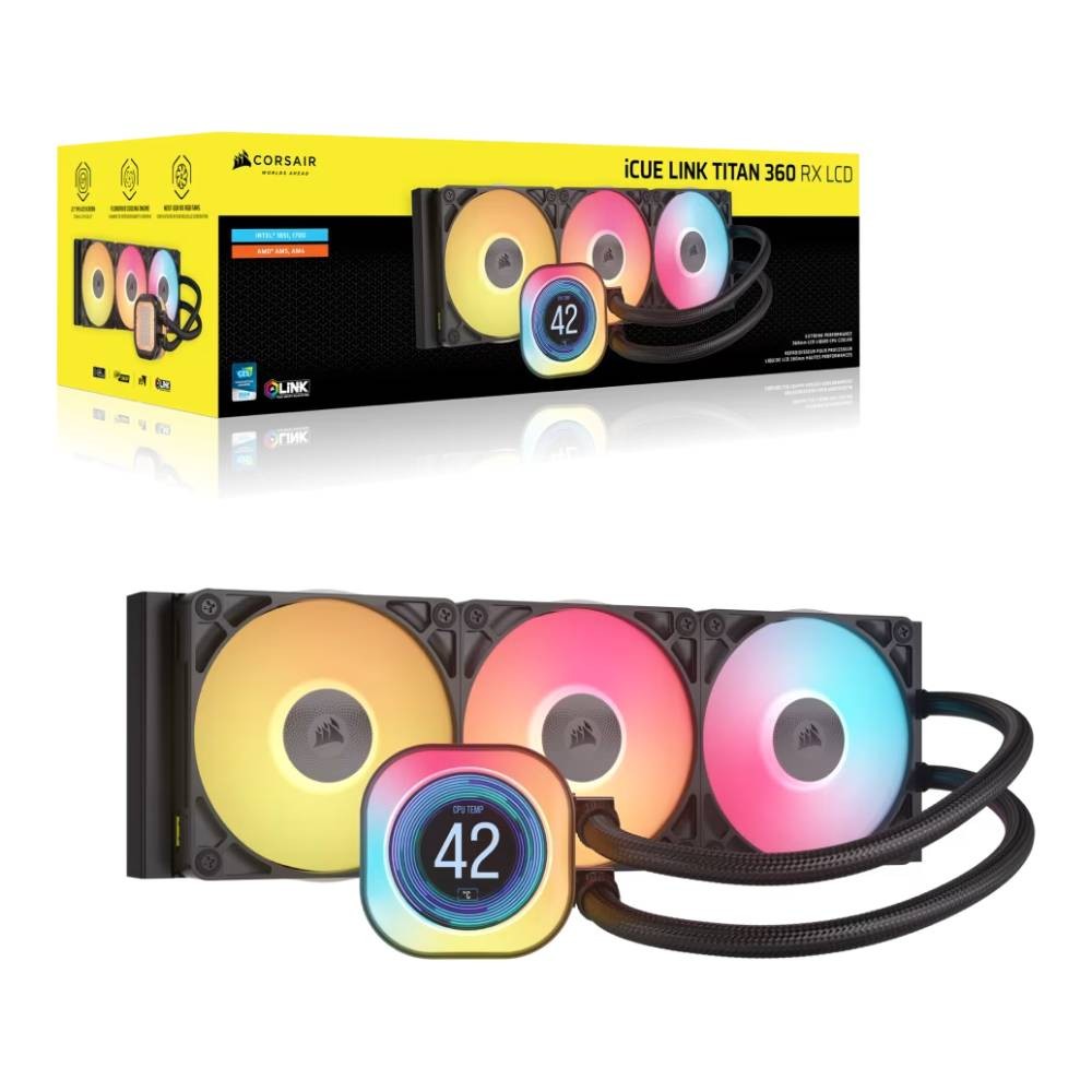 ชุดระบายความร้อนซีพียู Corsair iCUE LINK TITAN 360 RX LCD Liquid CPU Cooler Black (CW-9061023-WW)