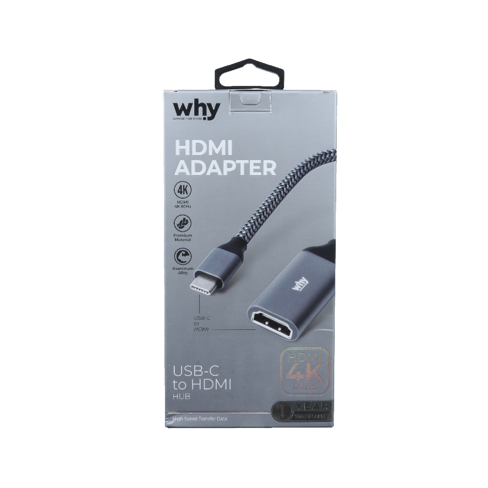 WHY USB-C to HDMI Female Video 4K Full UHD Gray (HB-1045)