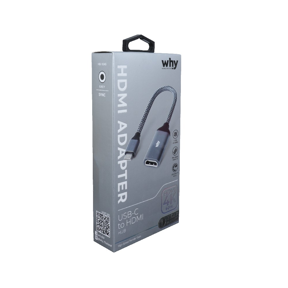 WHY USB-C to HDMI Female Video 4K Full UHD Gray (HB-1045)