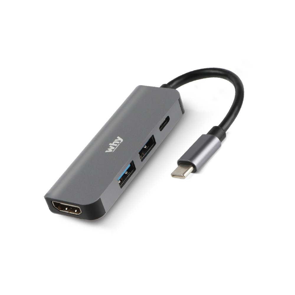 WHY 4-in-1 USB Type-C (HDMI/USB-A/USB-C) HB-1011 Gray