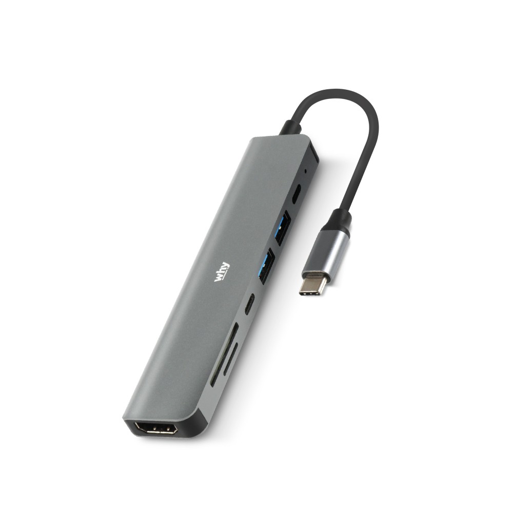 WHY 7-in-1 USB Type-C (HDMI/USB-A/USB-C/SD card/TF card) HB-1024 Grey