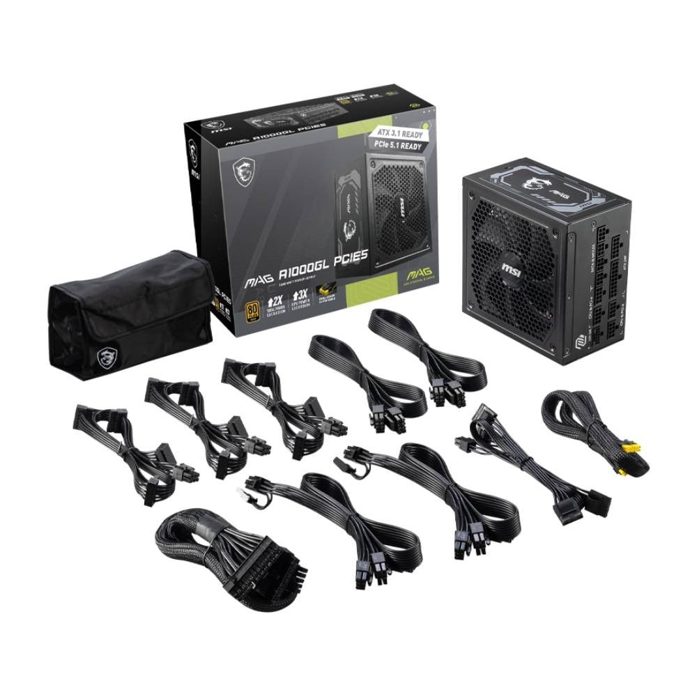 พาวเวอร์ซัพพลาย MSI MAG A1000GL 1000Watt 80PLUS GOLD - Black