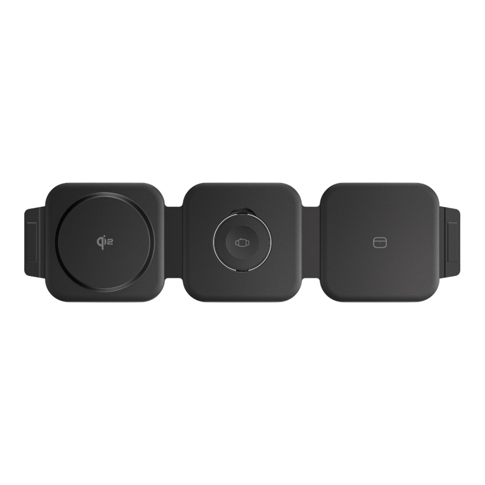 ที่ชาร์จไร้สาย AMAZINGthing 3-in-1 Qi2 Wireless Charger Foldable Magnetic Pad 15W Thunder Trifold Black