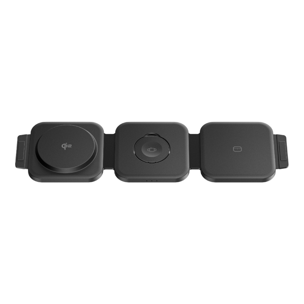 ที่ชาร์จไร้สาย AMAZINGthing 3-in-1 Qi2 Wireless Charger Foldable Magnetic Pad 15W Thunder Trifold Black