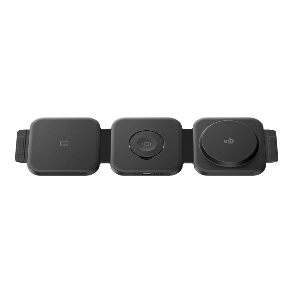 ที่ชาร์จไร้สาย AMAZINGthing 3-in-1 Qi2 Wireless Charger Foldable Magnetic Pad 15W Thunder Trifold Black