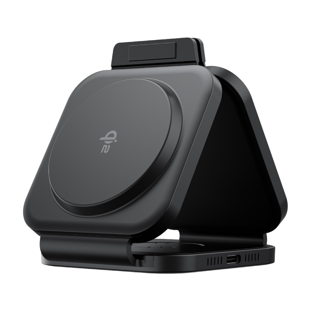ที่ชาร์จไร้สาย AMAZINGthing 3-in-1 Qi2 Wireless Charger Foldable Magnetic Pad 15W Thunder Trifold Black