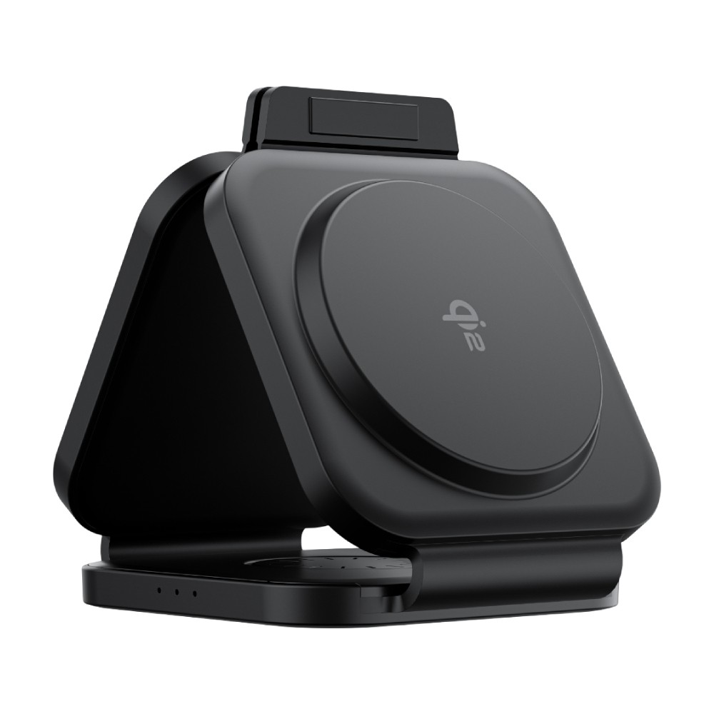 ที่ชาร์จไร้สาย AMAZINGthing 3-in-1 Qi2 Wireless Charger Foldable Magnetic Pad 15W Thunder Trifold Black