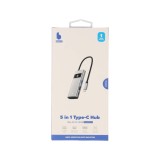 Blue Box Port Hub USB Type-C Hub 5-in-1 Multifunction Converter with Screen On/Off button Gray