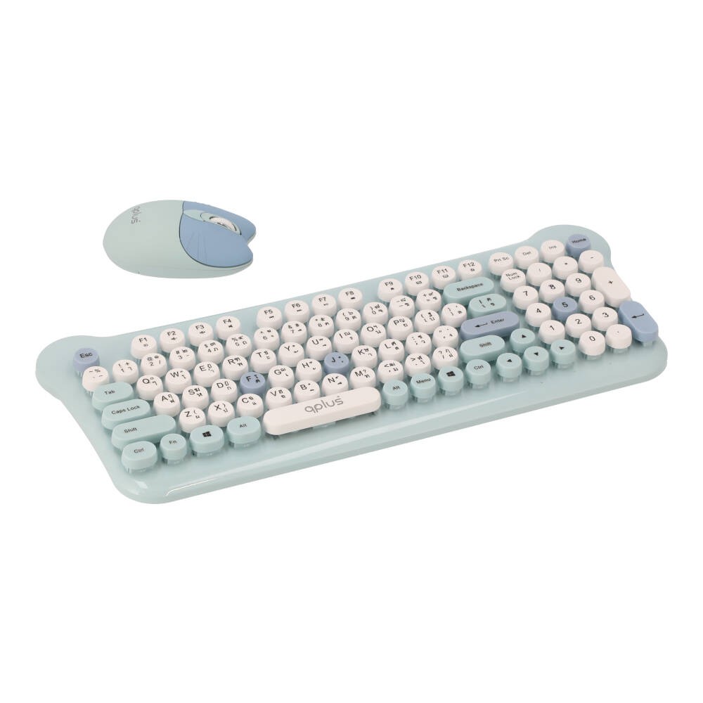 เมาส์และคีย์บอร์ดไร้สาย QPLUS QW05 Blue (TH/EN)