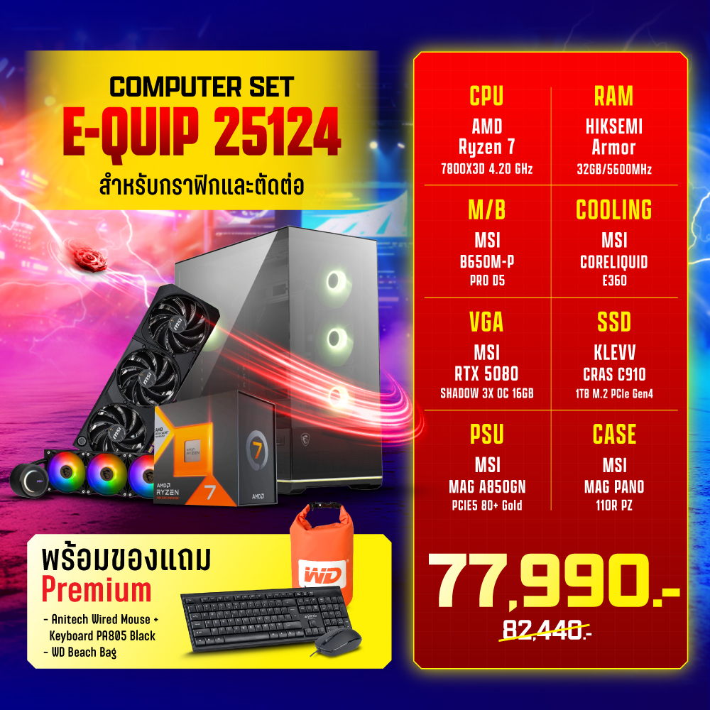 25124 Computer Set - E-QUIP 25124 (R7 7800X3D | RAM32GB/5600 | SSD 1TB ...