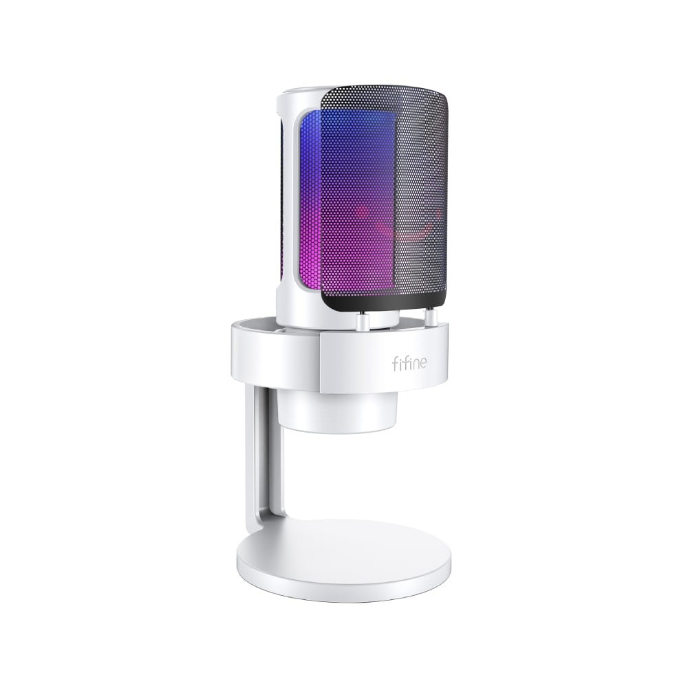 ไมโครโฟน Fifine A8 USB Mic Desk Stand RGB White