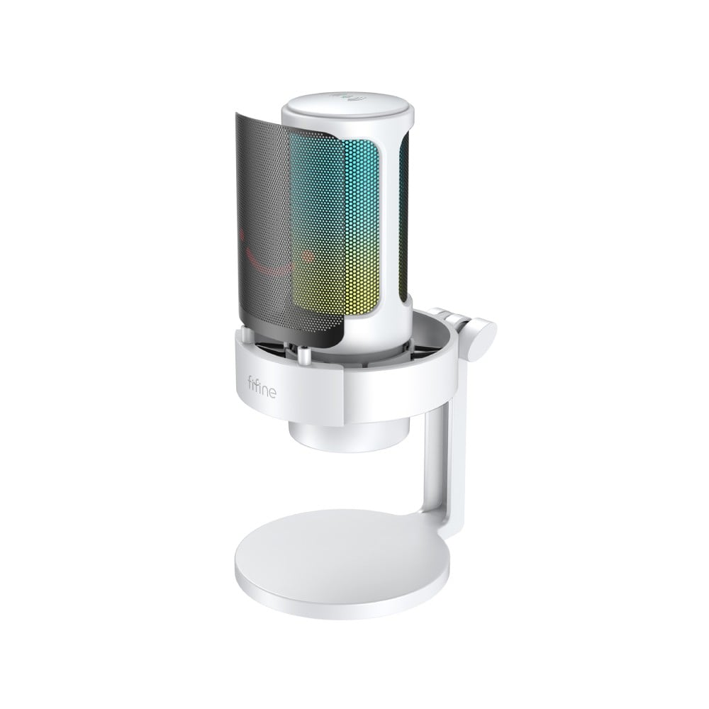 ไมโครโฟน Fifine A8 USB Mic Desk Stand RGB White