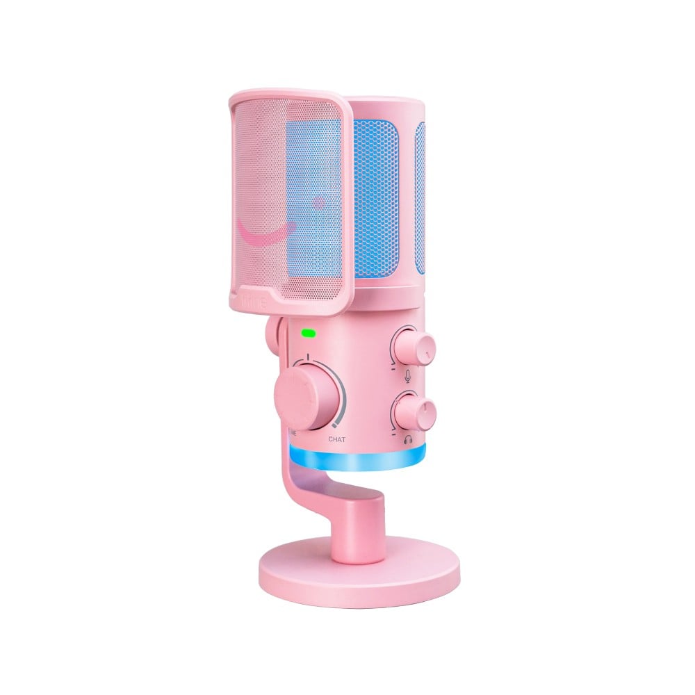 ไมโครโฟน Fifine AM6 USB Condenser Mic RGB Controls Pink