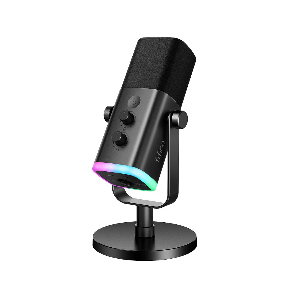ไมโครโฟน Fifine AM8 USB Dynamic Mic BasedStand RGB Black